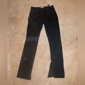 Zara black high waisted straight leg jeans with split bottom